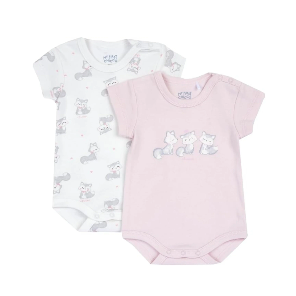 Chicco Bodi sa kratkim rukavima za bebe 2kom, Rozi slika 1