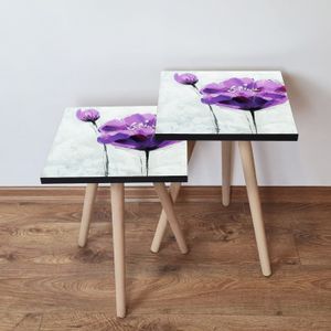Nesting stolovi 2Shp312 - (2 komada) - boje: ljubičasta, purpurna, crna, bijela