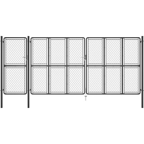 Vrtna vrata čelična 175 x 495 cm antracit slika 10