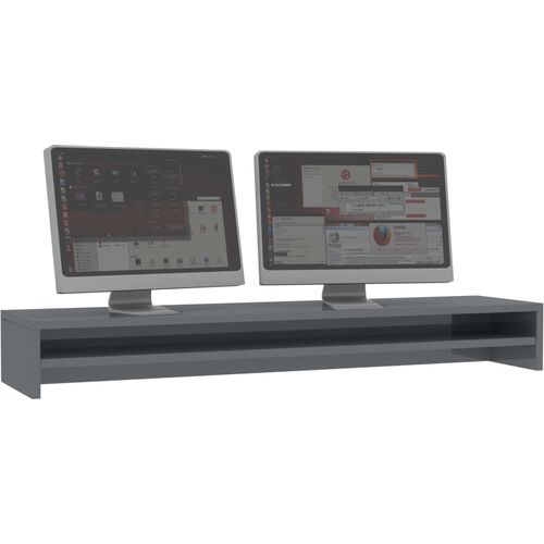 Stalak za monitor visoki sjaj sivi 100 x 24 x 13 cm od iverice slika 3