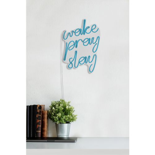 Wallity Ukrasna plastična LED rasvjeta, Wake Pray Slay - Blue slika 4