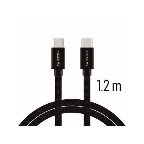 SWISSTEN kabel USB-C/USB-C, platneni, 3A, 1.2m, crni slika 3