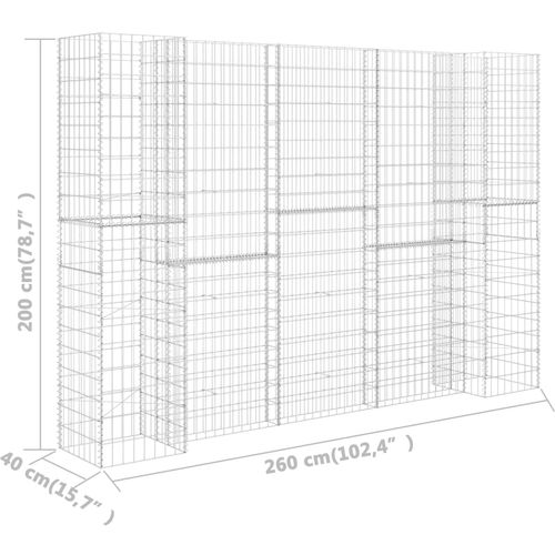 Gabionska sadilica u H-obliku od čelične žice 260 x 40 x 200 cm slika 11