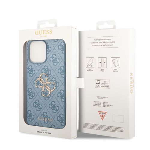 Guess Futrola za iPhone 14 Pro Max PU 4G BIG METAL LOGO BLUE slika 2