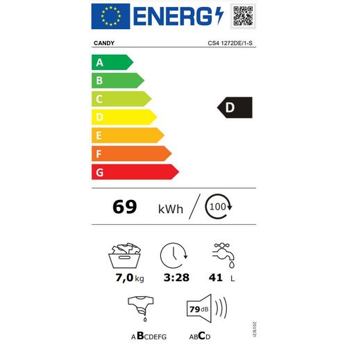 Candy CS41272DE/1-S Veš mašina, 7 kg, 1200 rpm, Dubina 44 cm slika 5