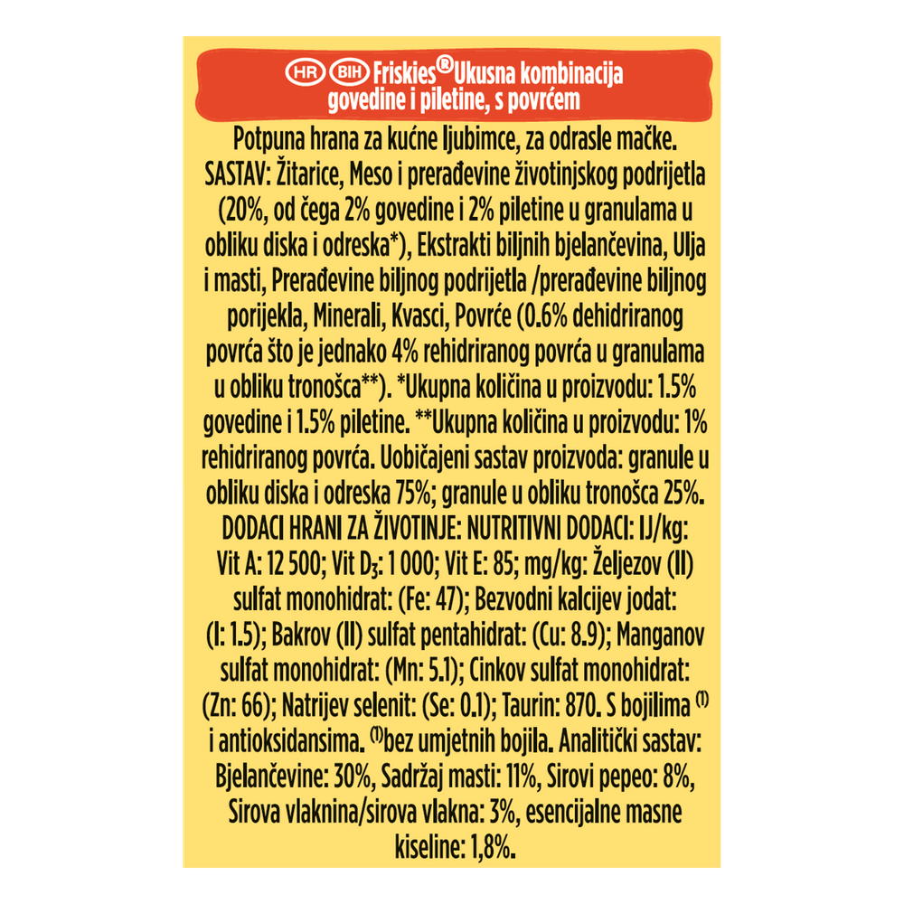 Friskies® Hrana za mačke, kombinacija govedine i piletine, s povrćem, Adult 300g  slika 3