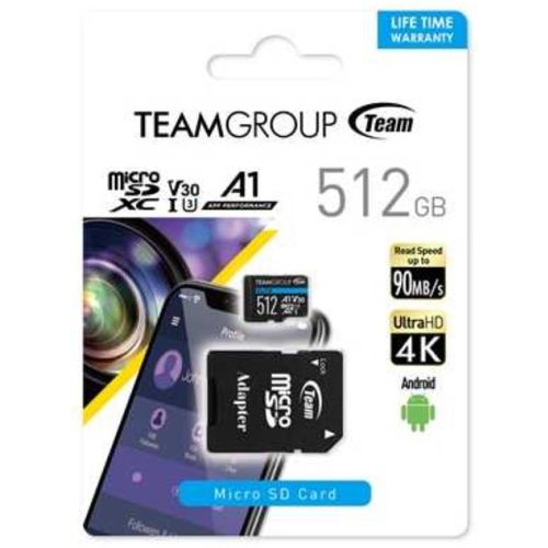 TeamGroup MICRO SDXC 512GB ELITE, UHS-I U3 V30 A1, 100/90MB/s +SD Adapter TEAUSDX512GIV30A103 slika 2