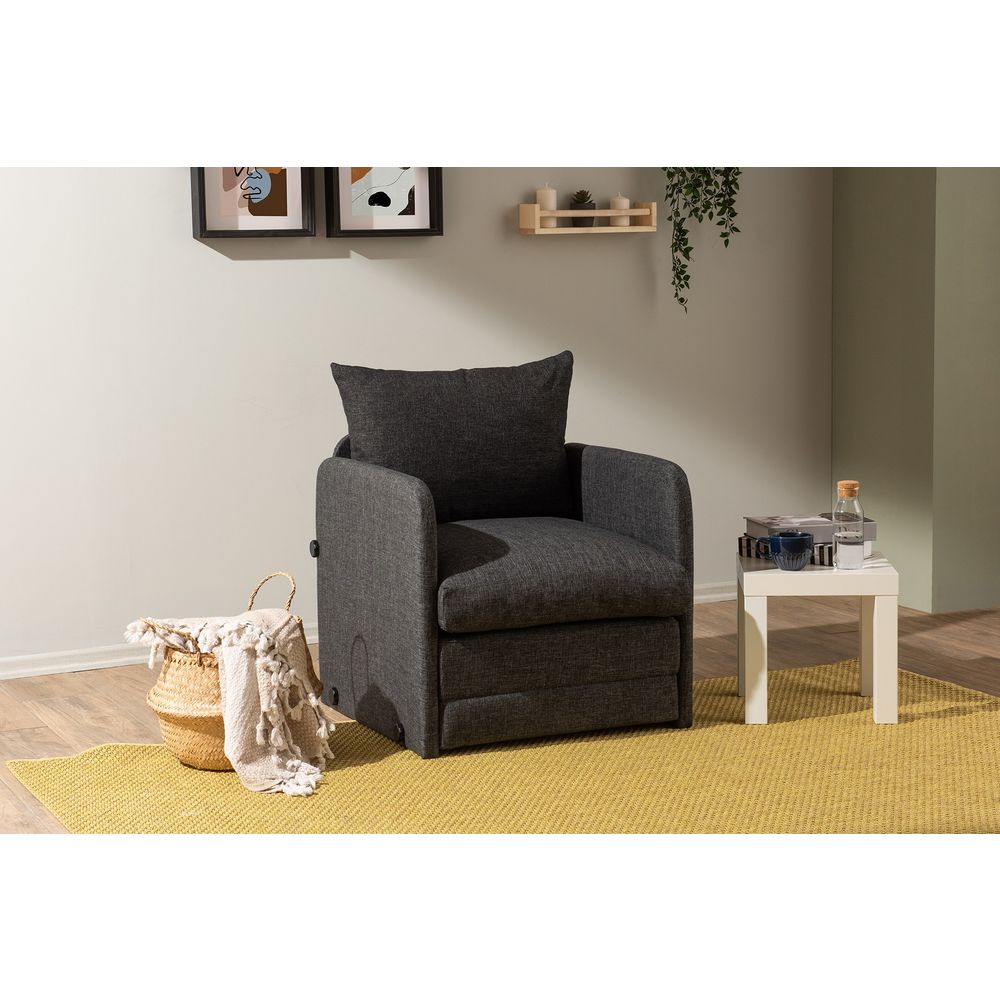 Saga Single - Tamno Siva Sofa na Razvlačenje za Jednu Osobu slika 1