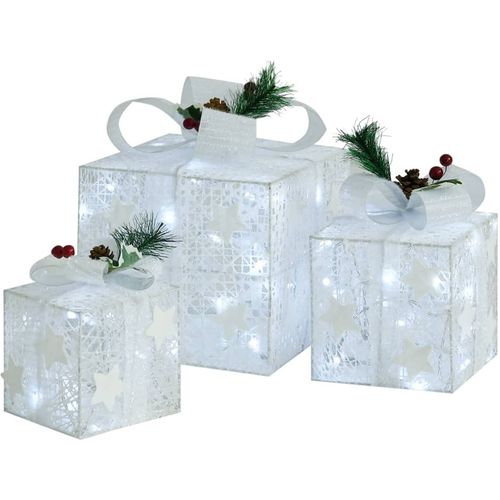 Ukrasne božićne kutije za poklone 3 kom bijele slika 11