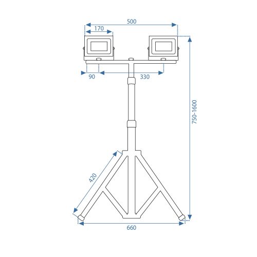 Halogen LED budowlany na statywie RSL005-2x50N slika 10