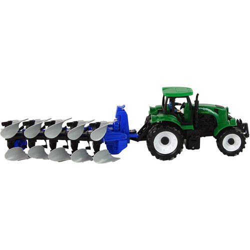 Traktor s plugom zeleno-plavi slika 4