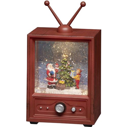Konstsmide 4372-000 LED krajolik TV s djedom božićnjakom i djetetom    toplo bijela LED šarena boja mogućnost odabira napajanja, prekrivena snijegom, ispunjena vodom, s božićnim pjesmama slika 4