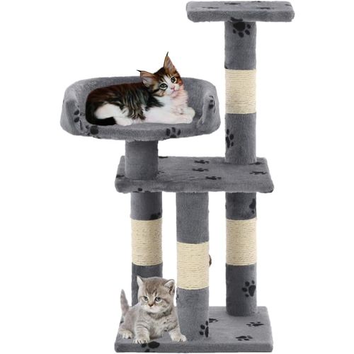 Penjalica za mačke sa stupovima za grebanje od sisala 65 cm siva s uzorkom šapa slika 6