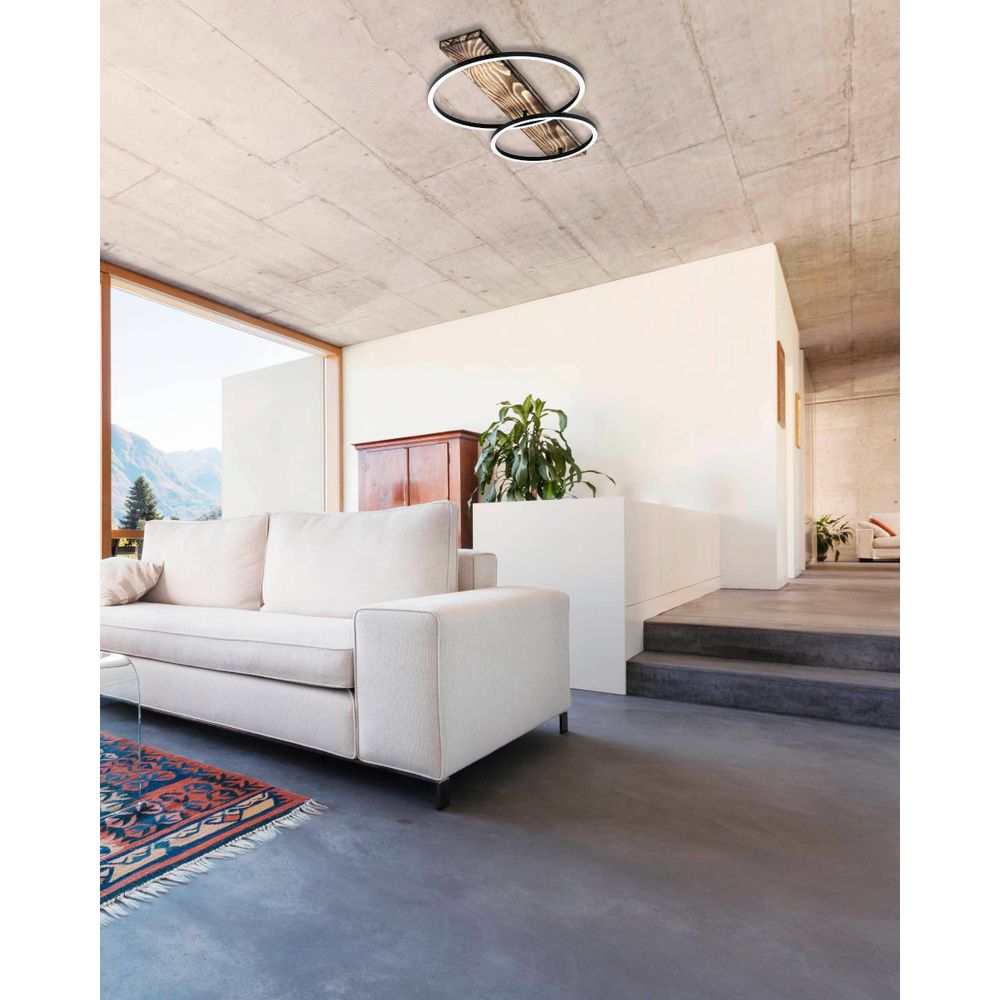 Eglo Boyal Stropna Lampa LED, 2x12W, 2x1700lm, Crna/Bijela/Rustik Smeđe/Drvo slika 9