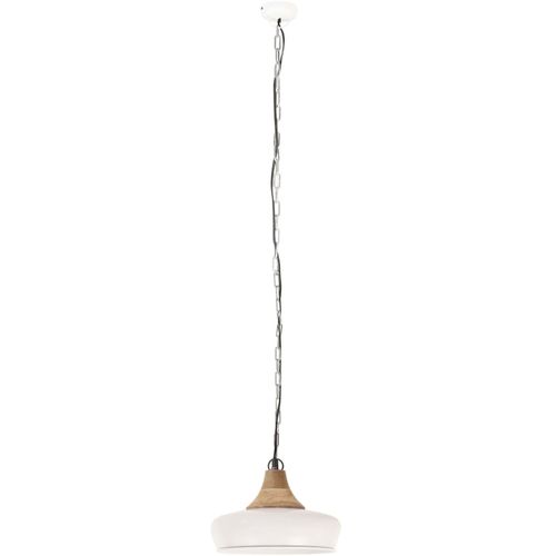 Industrijska viseća svjetiljka bijela 26 cm E27 željezo i drvo slika 4