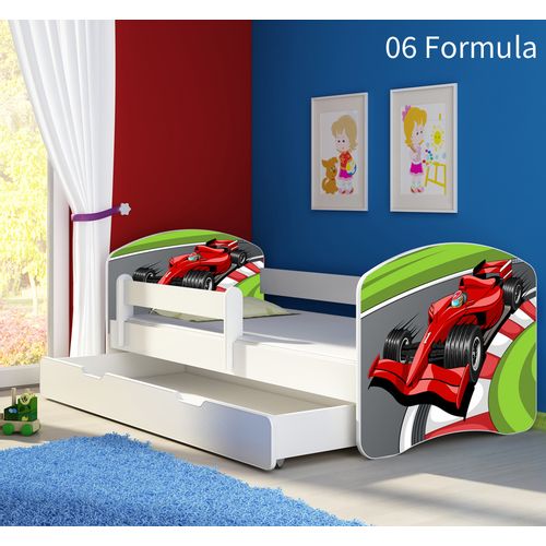 Dječji krevet ACMA s motivom, bočna bijela + ladica 140x70 cm - 06 Formula 1 slika 1