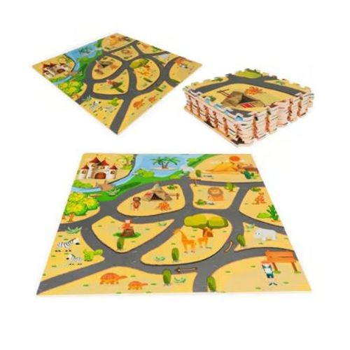 Eco Toys Podloga Za Igru Za Decu Safari Puzzle 9 Elemenata 93X93Cm slika 1