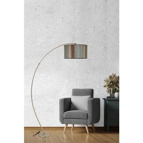 Mısra Mat Krom Lambader Silindir Renkli Abajurlu Multicolor Floor Lamp slika 1