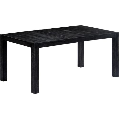 Blagovaonski stol crni 180 x 90 x 76 cm od masivnog drva manga slika 1