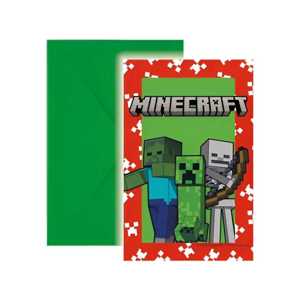 Pozivnice za proslave Minecraft 6 komada slika 1