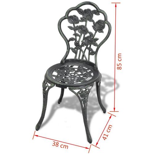 3-dijelni bistro set od lijevanog aluminija zeleni slika 3