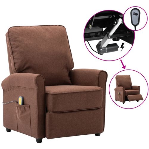 Električna masažna fotelja od tkanine smeđa slika 10