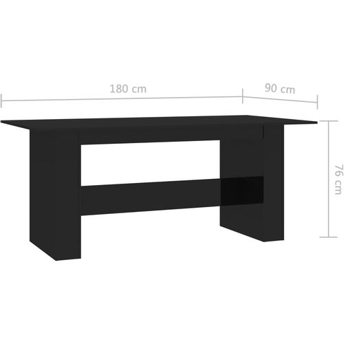 Blagovaonski stol visoki sjaj crni 180 x 90 x 76 cm od iverice slika 6