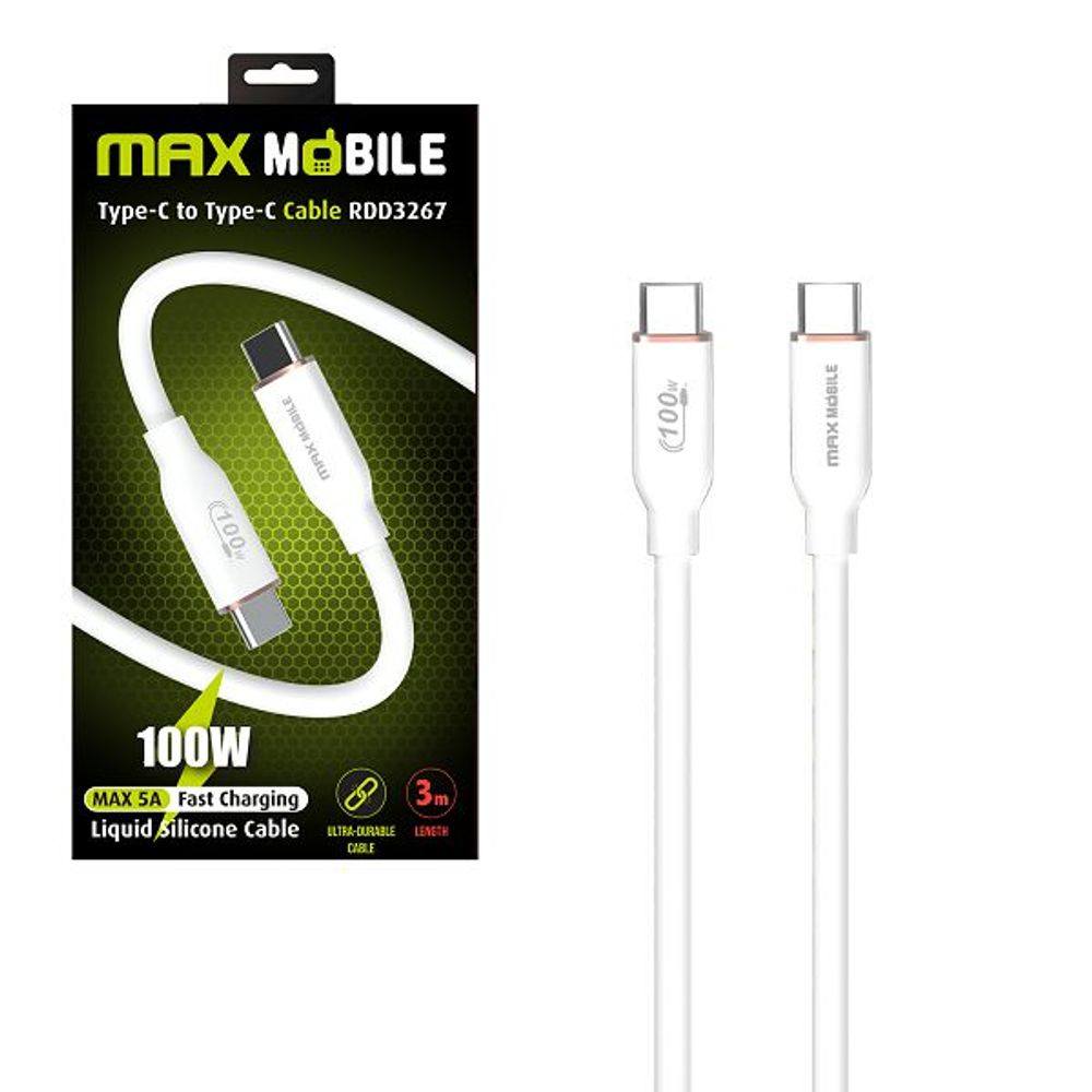 MAXMOBILE DATA KABEL TYPE C-TYPE C Silicone RDD3267 WHITE QC 100W, 5A 3m slika 1