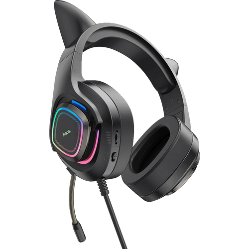 hoco. Slušalice sa mikrofonom, gaming, USB/3.5 mm, LED - W107 Cute Cat Black/Pink slika 3
