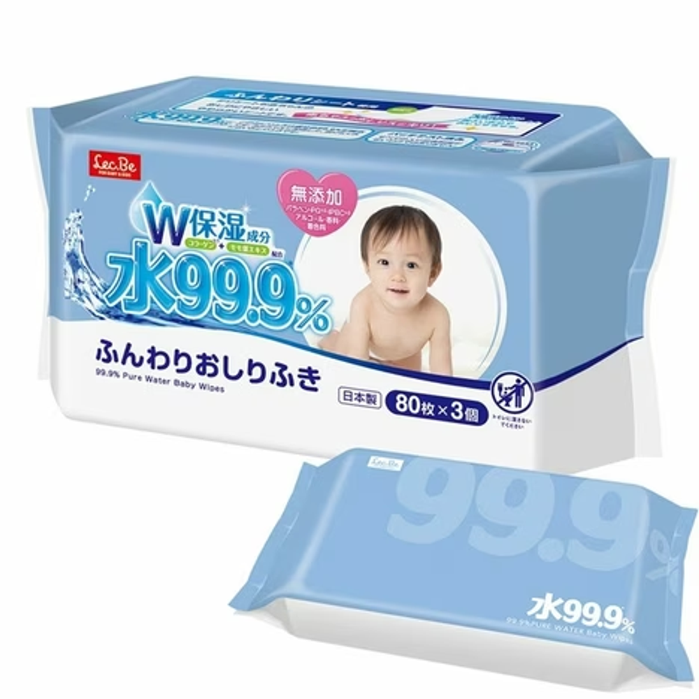 Lec.Be Vlažne maramice za bebe 99,9% PURE WATER - Set 3x80kom slika 1