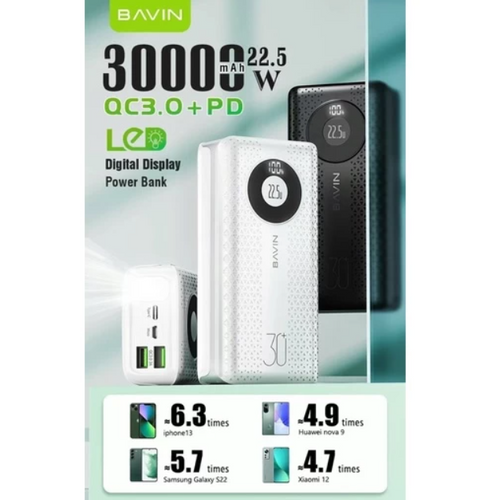 Bavin Power Bank 30000mAh 22.5W crna slika 1