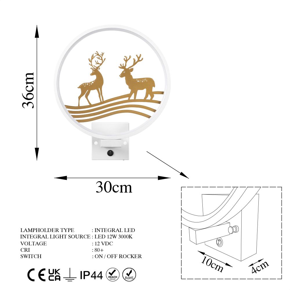 Zidna Lampa XMAS30 - Bijela i Zlatna slika 8