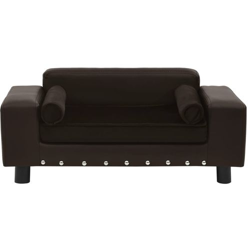 Sofa za pse smeđa 81 x 43 x 31 cm od pliša i umjetne kože slika 52