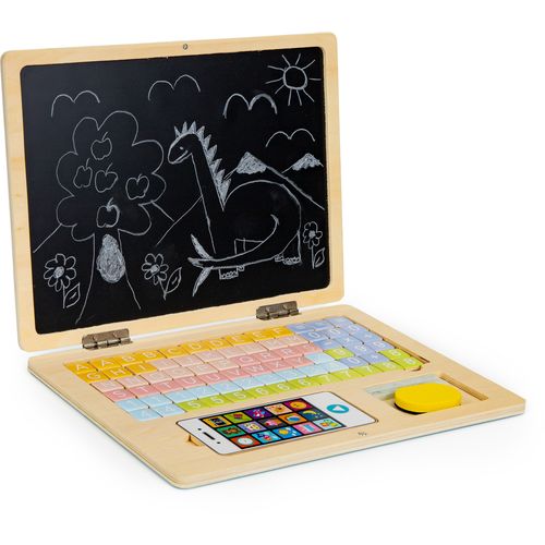 EcoToys edukativni laptop za crtanje 2u1 sa 78 magneta rozi slika 3