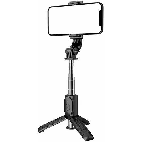 Selfie set / držač s bluetooth daljinskim upravljačem i stativom crni Q11 / TR19 slika 4