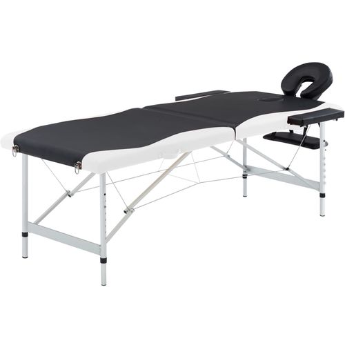 Sklopivi masažni stol s 2 zone aluminijski crno-bijeli slika 18