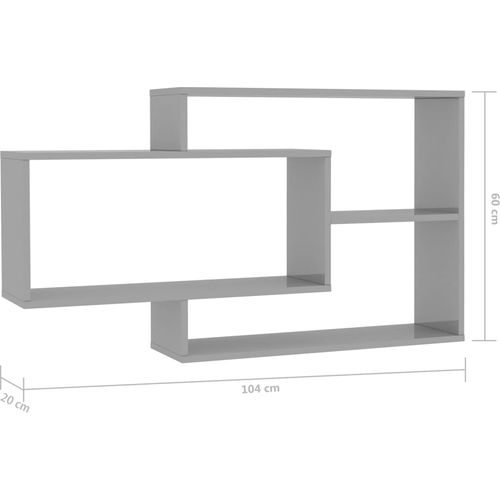 Zidne police visoki sjaj sive 104 x 20 x 58,5 cm od iverice slika 12