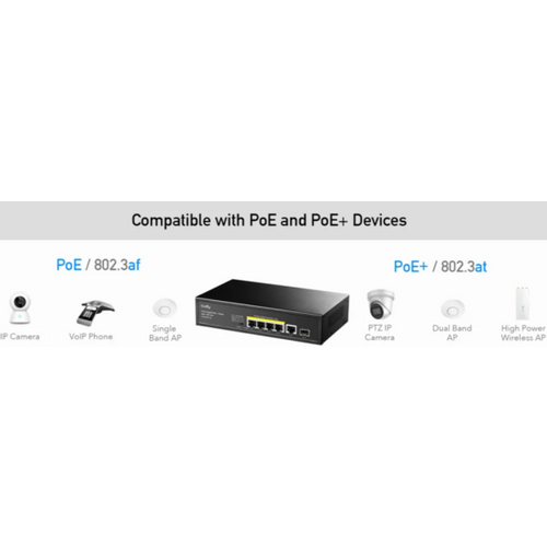 Cudy GS1005PTS1 5-Port 10/100/1000M Gigabit 4PoE+ 1RJ45 Switch with 1 SFP Slot slika 3