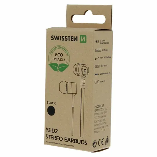 Swissten EARBUDS RAINBOW Eco Pack 3,5mm YS-D2 crna slika 2