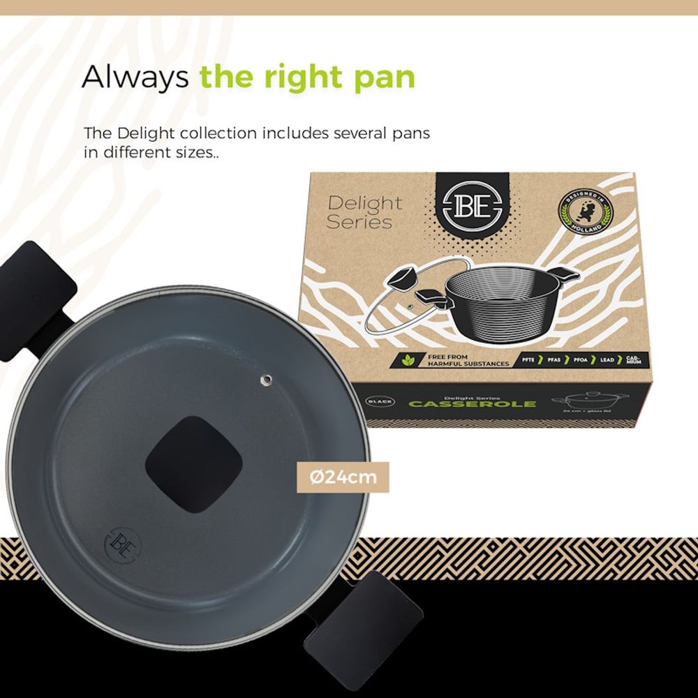BE Living Posuda za kuhanje s poklopcem Delight Black 24 cm slika 9