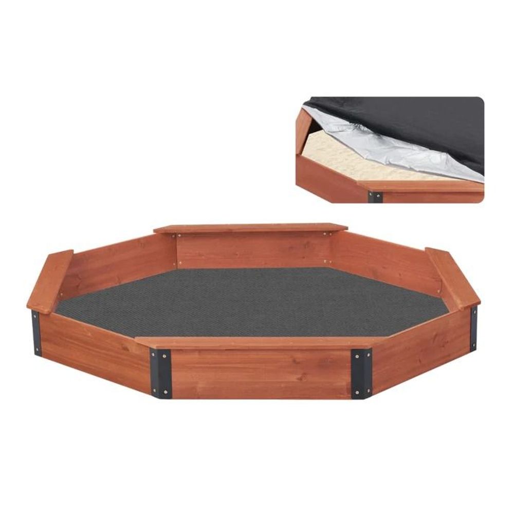 Kinder Home Drveni pješčanik sa vodootpornom navlakom Octagon, 198cm slika 2