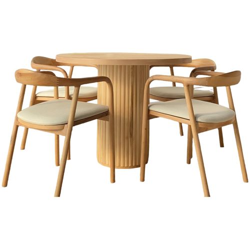 Albero97 Natural Dining Table & Chairs Set (5 Pieces) slika 10