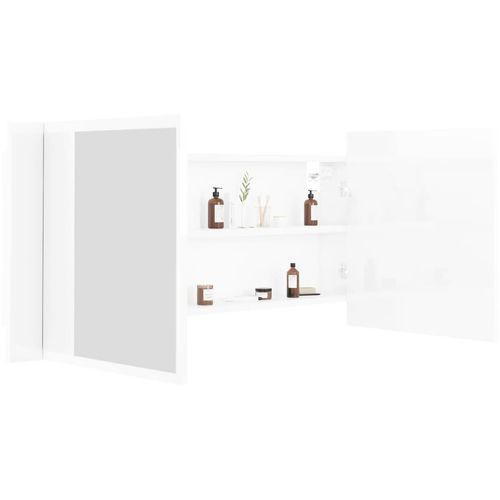 LED kupaonski ormarić s ogledalom sjajni bijeli 100x12x45 cm slika 15