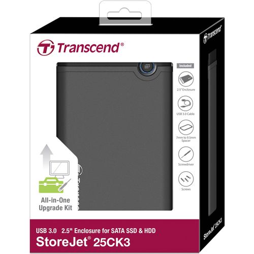 Transcend TS0GSJ25CK3 SSD/HDD Eksterno kućište za 2.5” hard disk, USB 3.0, Rubber housing slika 3