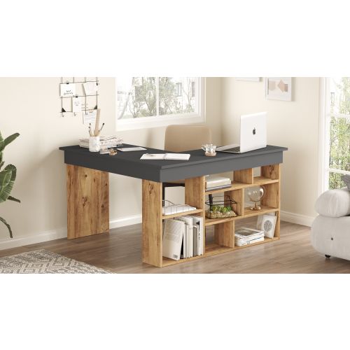 Hanah Home CT5 - AA Atlantic PineBlack Study Desk slika 5