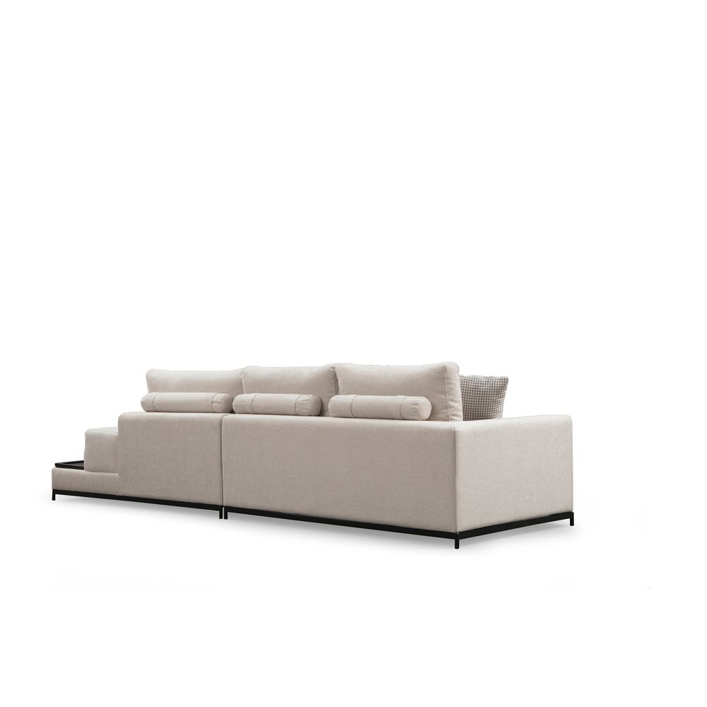Sofa sa Bočnim Stolom - Bež, 4-Sjedala slika 9