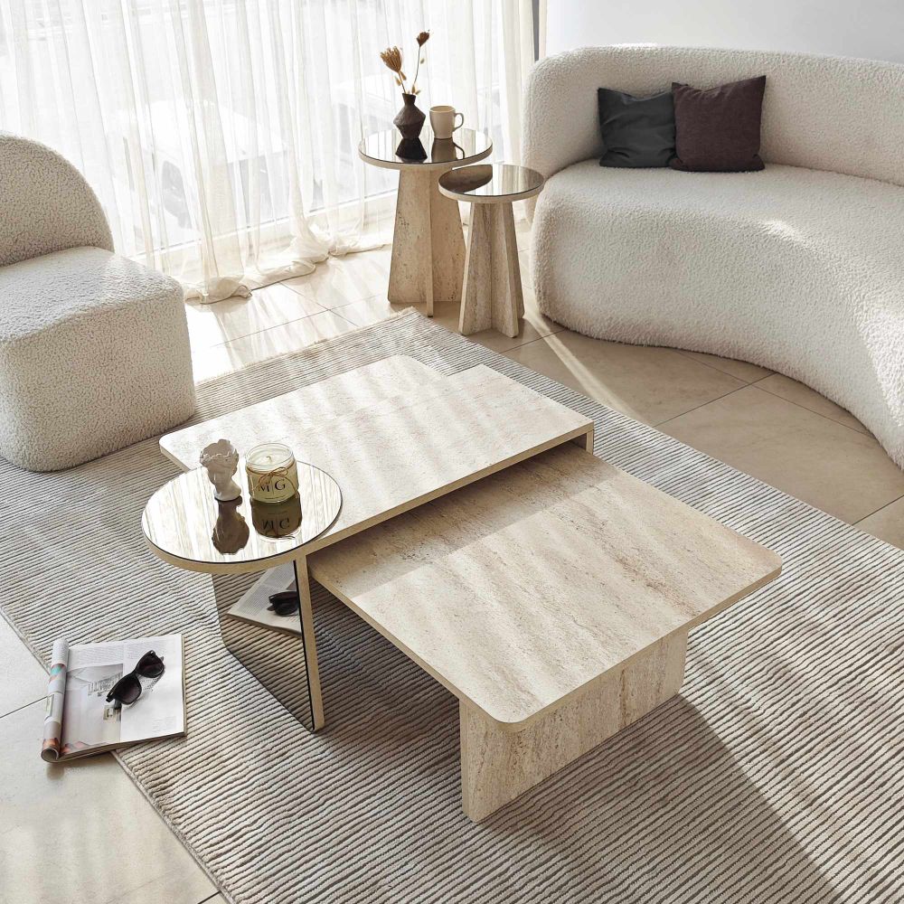Nesting stolovi Luna, boje: Travertin, Bronza (4 komada) slika 9