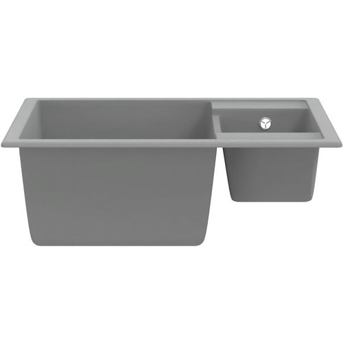 Kuhinjski sudoper s dvije kadice sivi granitni slika 38