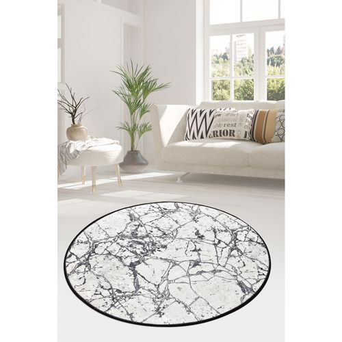 Conceptum Hypnose Marble - Beli Višebojni Tepih (Prečnik 100 cm) slika 1