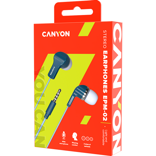 CANYON Stereo Earphones with inline microphone, Blue slika 4
